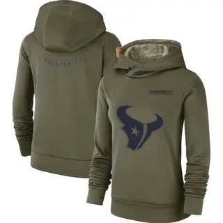 Houston Texans Women's 2018 Salute to Service Team Logo Performance Pullover Hoodie - Olive