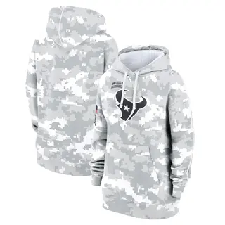 Houston Texans Women's 2024 Salute To Service Club Fleece Pullover Hoodie - Arctic Camo