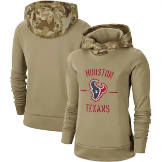 Houston Texans Women's Khaki 2019 Salute to Service Therma Pullover Hoodie