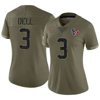 Houston Texans Women's Tank Dell Limited 2022 Salute To Service Jersey - Olive