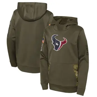 Houston Texans Youth 2022 Salute to Service Performance Pullover Hoodie - Olive