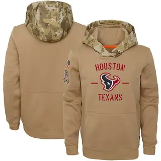 Houston Texans Youth Khaki 2019 Salute to Service Therma Pullover Hoodie